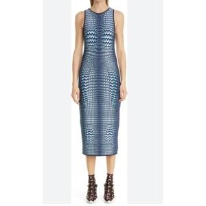 Marine Serre Gold Line SS21 Viscose Stretch Illusion‎ Print Midi Dress